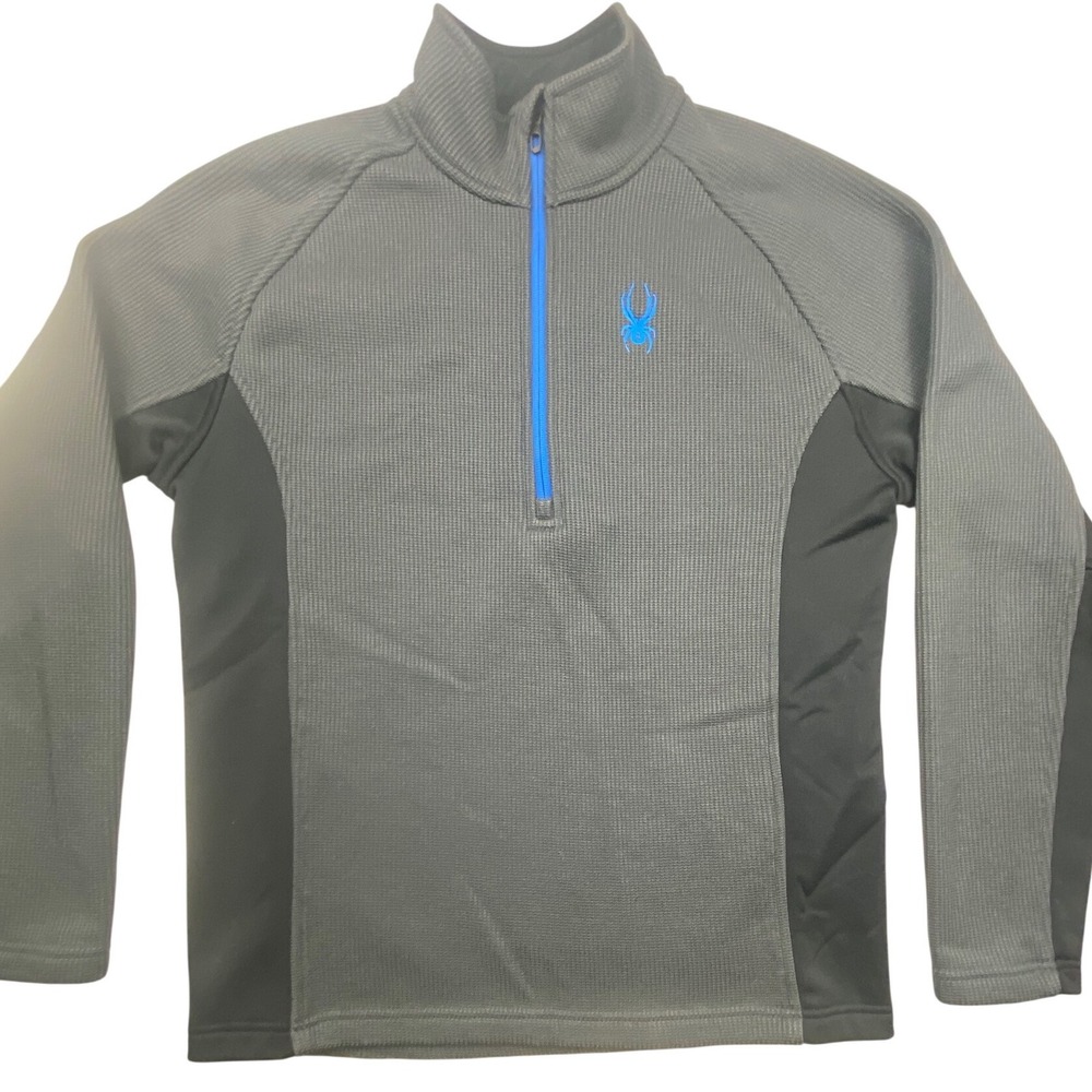 Spyder Mens Grey Waffle‎ Knit Quarter Zip Pullover Fleece Jacket Size M